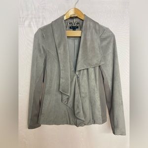 H by Halston side zip asymmetrical blazer, faux suede